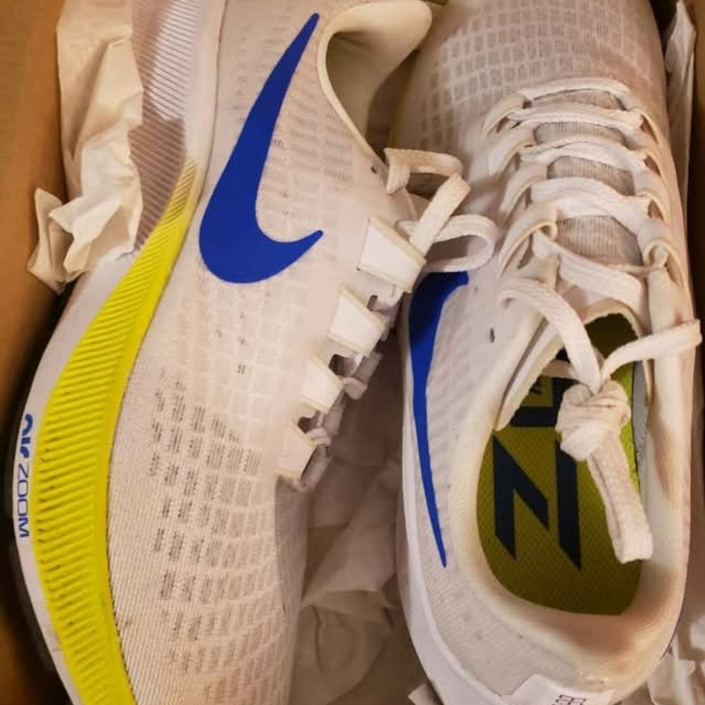 Nike White and Blue Running Shoes